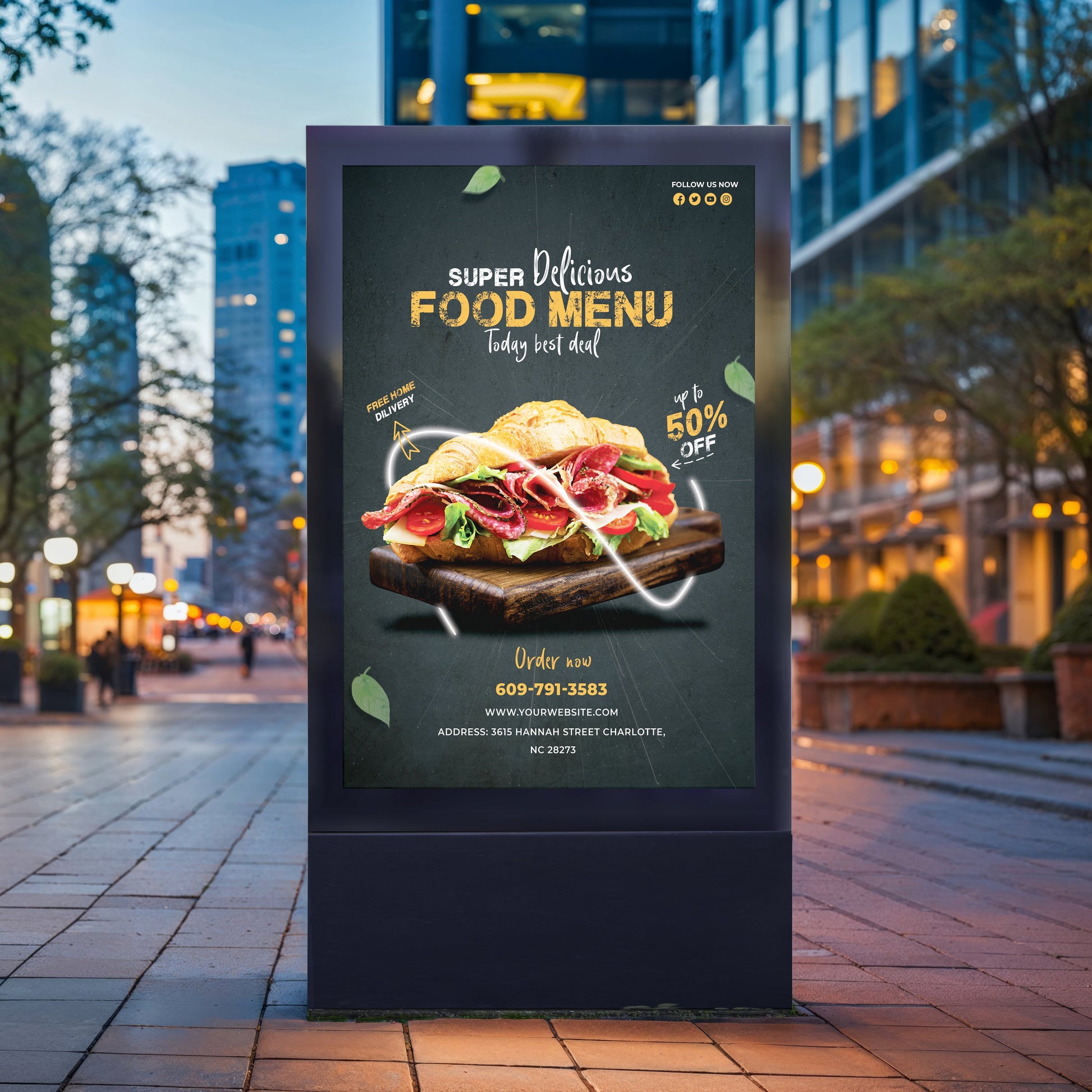 Backlit food advertisement on satin finish backlit film