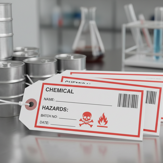 Chemical tags in laboratory setting printed on synthetic paper