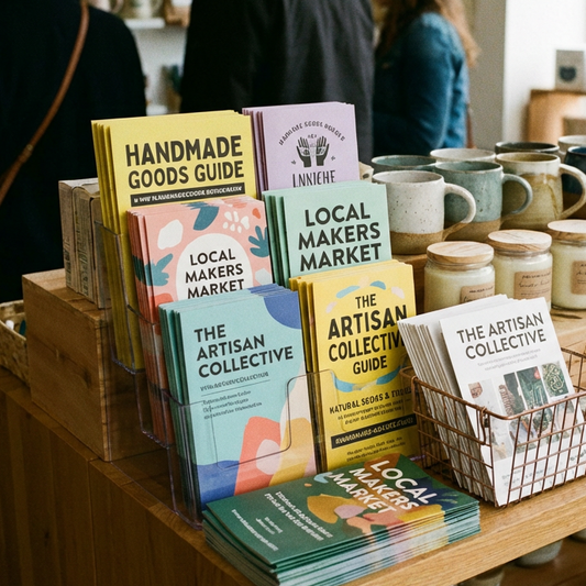 Shop leaftlets made with pastel coloured synthetic paper